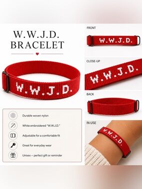 WWJD Bracelet Adjustable Woven Christian Wristband What Would Jesus Do Unisex Re